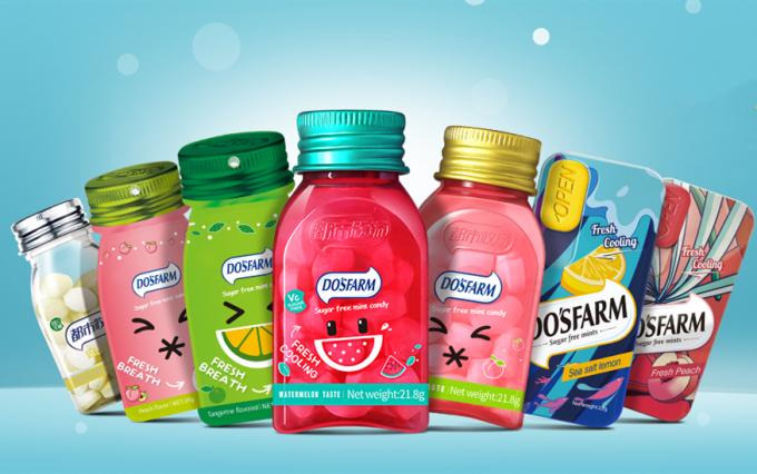 Ψύξη ελεύθερης μέντας Candy/HACCP, ISO ζάχαρης βιταμίνης C πακέτων μπουκαλιών φραουλών 38g της πλαστικής