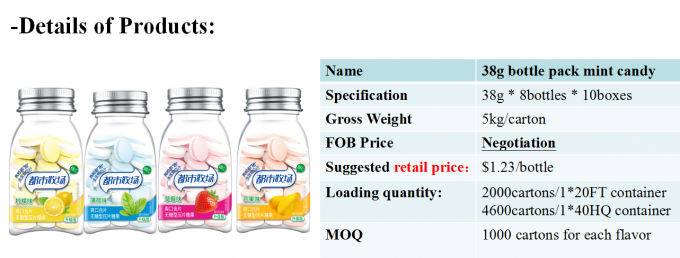 Ψύξη ελεύθερης μέντας Candy/HACCP, ISO ζάχαρης βιταμίνης C πακέτων μπουκαλιών φραουλών 38g της πλαστικής